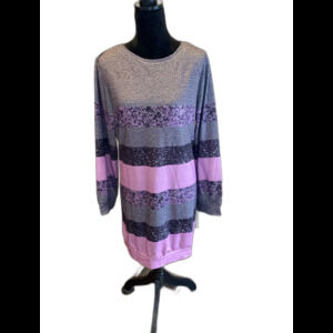 Dress  Color‎ Block Purple Black Size XL + Stretch Soft  Fabric Casual  Work